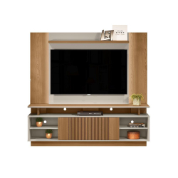 Conjunto para TV até 60 Polegadas Rack Leblon e Painel Aurora com Fita LED Linea Brasil Menor preço em Conjunto para TV até 60 Polegadas Rack Leblon e Painel Aurora com Fita LED Linea Brasil