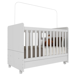 Berço Americano / mini Cama 3 em 1 com colchão incluso e rodízios Bambino Multimóveis Branco Menor preço em Berço Americano / mini Cama 3 em 1 com colchão incluso e rodízios Bambino Multimóveis Branco
