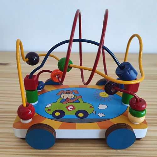 Brinquedo Educativo Pedagógico Carrinho Aramado de Madeira Menino e Menina  2 Anos Jogo Aramada Infantil Para Criança