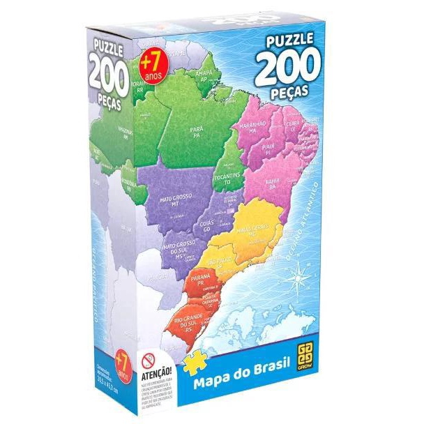 Puzzle 250 Mapa do Brasil Grow Quebra Cabeças Jogos em Promoção na  Americanas