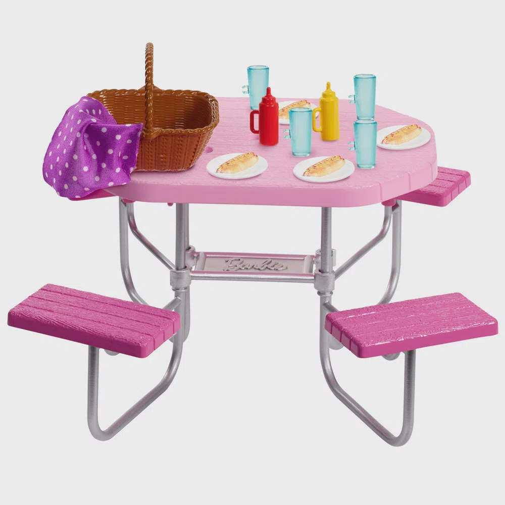 Kit Mesa cozinha boneca Barbie jogo de mesa com acessórios