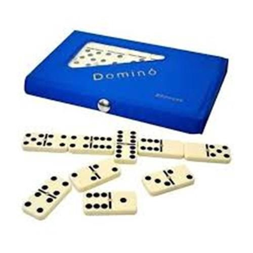 Jogo De Dominó - Estojo Azul Com 28 Peças - Dominoes - Brinquedos