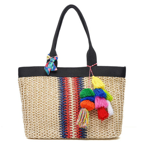 Bolsa feminina com borla colorida de palha 2020 Bolsa tecida à mão Bolsa de  vime Bolsa de grande capacidade Bolsa casual para viagens verão Bolsa de  praia nova nas americanas
