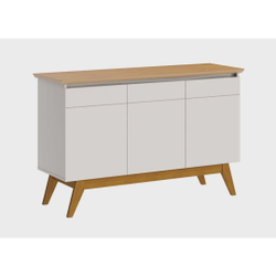 Buffet Classic 3 Portas Off White com Nature - Imcal Móveis Menor preço em Buffet Classic 3 Portas Off White com Nature - Imcal Móveis