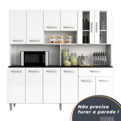 Armário de Cozinha Completa Compacta com 12 Portas Clara Branco Menor preço em Armário de Cozinha Completa Compacta com 12 Portas Clara Branco