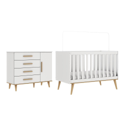 Quarto de Bebê Retrô Ludmila Berço 3 em 1 Cômoda Infantil com Porta Branco com Bétula Carolina Baby Menor preço em Quarto de Bebê Retrô Ludmila Berço 3 em 1 Cômoda Infantil com Porta Branco com Bétula Carolina Baby