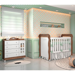 Quarto de Bebê Provençal Lisa Berço Mini Cama Cômoda Infantil com Porta Amadeirado Carolina Baby