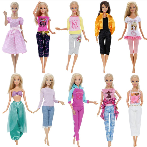 Kit com 10 Conjuntos De Roupas Para Bonecas Barbie - Não Repete no