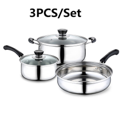 3 unidades / conjunto de panelas de aço inoxidável polido prata 410 Conjunto de panelas para sopa + frigideira + leiteira Serafinee é boa?