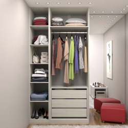 Guarda Roupa Closet Modulado sem Porta 2 Peças, 3 Gavetas, 1 Cabideiro Prime Luciane Móveis Menor preço em Guarda Roupa Closet Modulado sem Porta 2 Peças, 3 Gavetas, 1 Cabideiro Prime Luciane Móveis