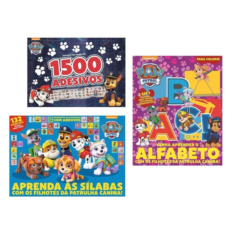 Kit diversão - 3 livros patrulha canina + jogos, pintando E brincando  alfabetização 1 em Promoção na Americanas