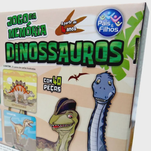 Jogo da Memória Dinossauros - 7269 - Pais e Filhos - Real Brinquedos