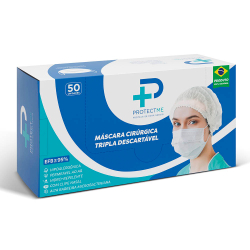 50 unidades Máscara Cirúrgica Descartável Tripla c/ Clipe Nasal elástico e Selo da anvisa Menor preço em 50 unidades Máscara Cirúrgica Descartável Tripla c/ Clipe Nasal elástico e Selo da anvisa