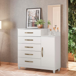 Cômoda Penteadeira Espelho com Sapateira Lisboa Branco Menor preço em Cômoda Penteadeira Espelho com Sapateira Lisboa Branco