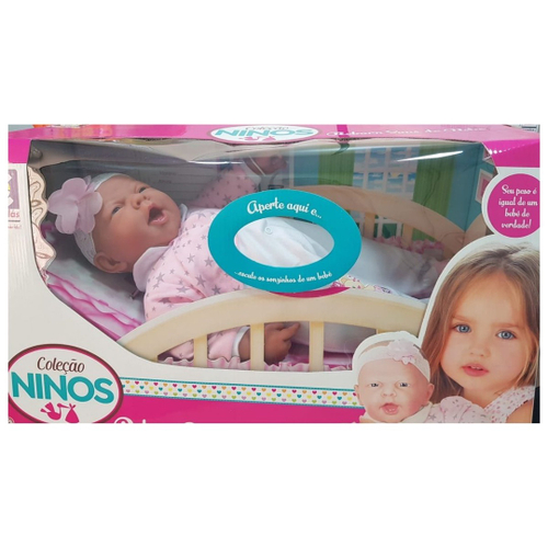 Bebe Reborn Som de Bebê Coleção Ninos 50Cm - 2211 - Cotiplas