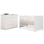 Quarto de Bebê Cômoda Helena e Berço Certificado pelo Inmetro Doce Sonho Branco - Phoenix