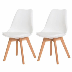Kit 2 Cadeiras Charles Eames Leda Design Wood Estofada Base Madeira Trato - Branca Menor preço em Kit 2 Cadeiras Charles Eames Leda Design Wood Estofada Base Madeira Trato - Branca