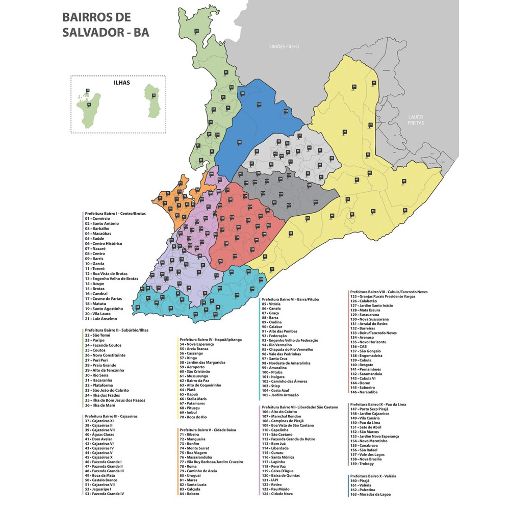 Mapa Cidade De Salvador Bairros Poster Em Promocao Ofertas Na Americanas