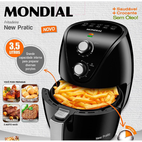 Fritadeira Sem Óleo Mondial AF-31, Air Fryer, 3,5 Litros, Preto Em ...