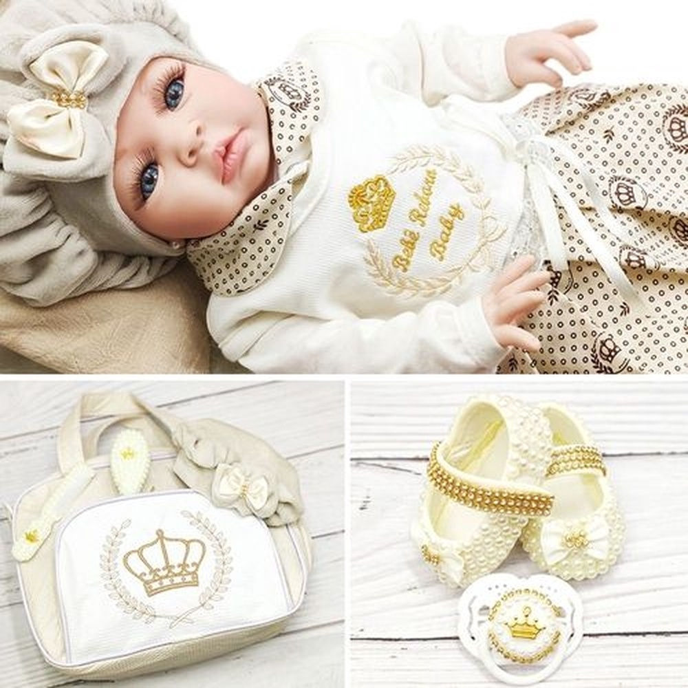 Tipo Boneca Bebê Baby Real Reborn Realista Bolsa + 28 Itens