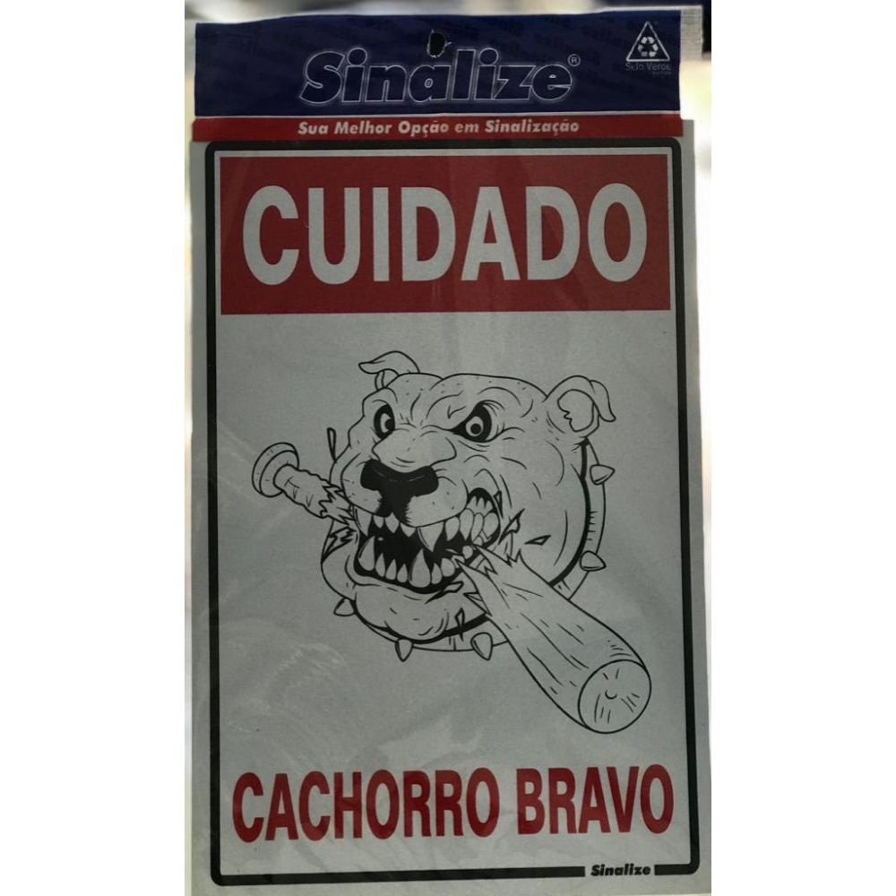 Placa Pvc X Cuidado Cachorro Bravo No Shoptime