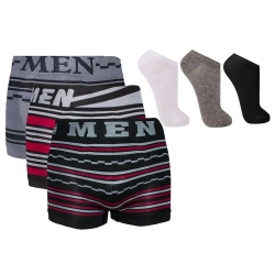 Kit 3 Cuecas Boxer Microfibra men Adulto + 3 Pares Meias Sport Cano Curto M4 Menor preço em Kit 3 Cuecas Boxer Microfibra men Adulto + 3 Pares Meias Sport Cano Curto M4