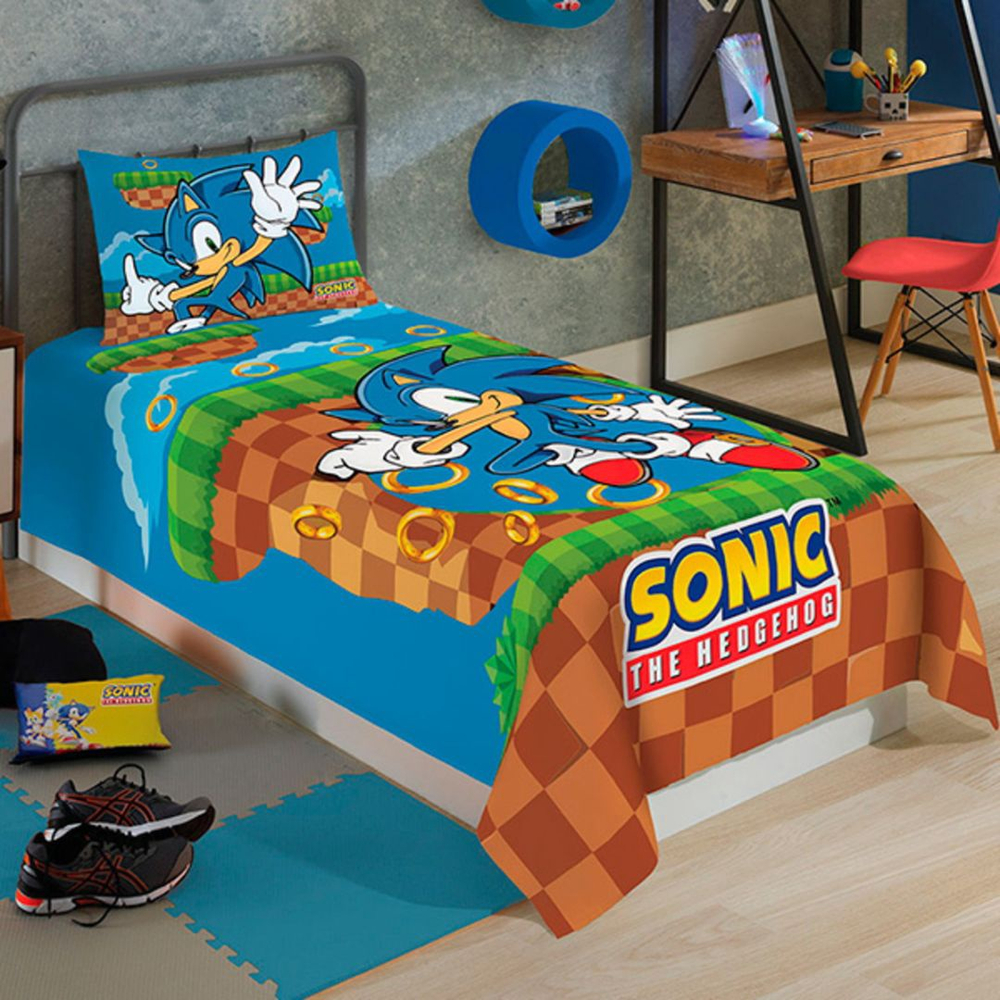 Jogo De Cama Solteiro 3 Peças Sonic The Hedgehog Lepper no Shoptime