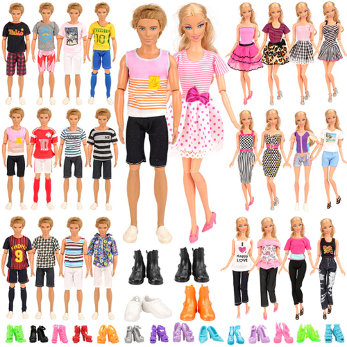 Super Kit de Bolsas Roupas e Sapatos para boneca Barbie e Ken no