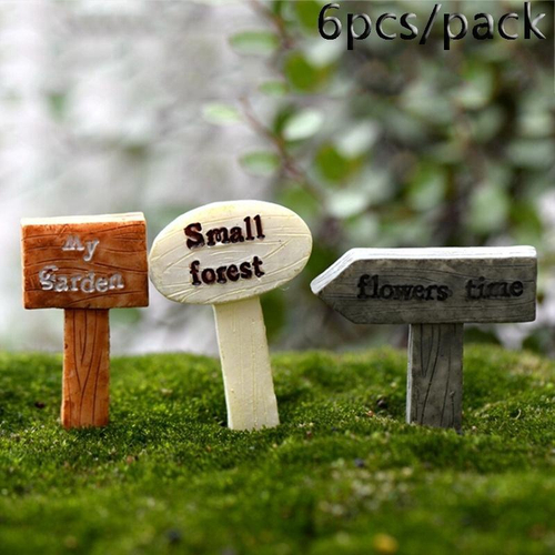 6pcs Pack Resina Artesanato Placa Do Sinal Quadro Indicador Miniatures Fairy Garden Gnome Moss Decor Bonsai Figurines Micro Landscape Nas Americanas