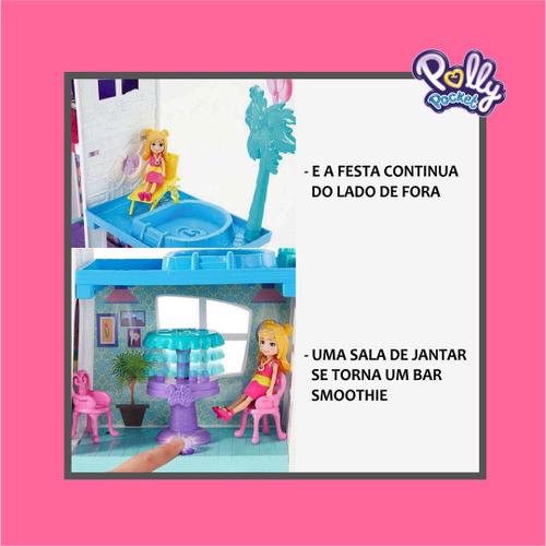 Brinquedo Boneca Mega Casa Surpresa Escala Polly Pocket GFR12 Completa  Original Matel Poly Playset em Promoção na Americanas