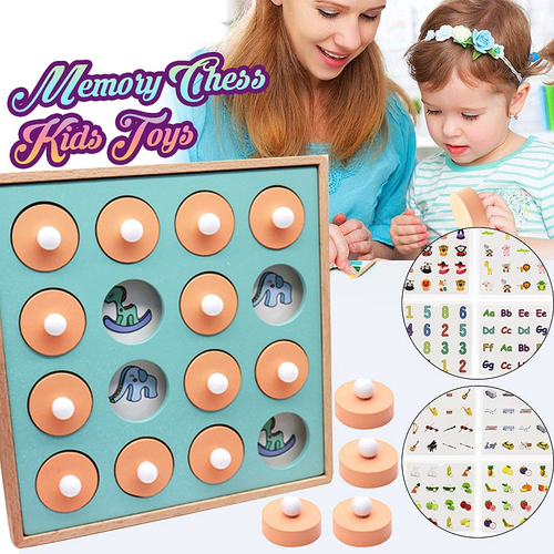 Brinquedo De Madeira Jogo De Xadrez Memória Montessori divertido Presente de Aniversário Educacional precoce