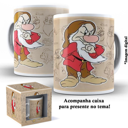 Caneca dos 7 Anões da Branca de Neve Desenho Antigo