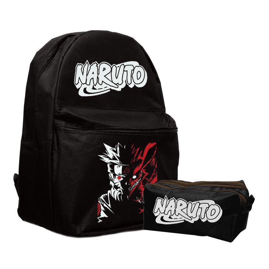 Kit mochila e estojo - Naruto modo kurama desenho anime geek