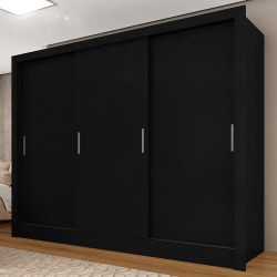 Guarda Roupa Casal Paloma 3 Portas Preto Fosco - Moveis Arapongas Menor preço em Guarda Roupa Casal Paloma 3 Portas Preto Fosco - Moveis Arapongas
