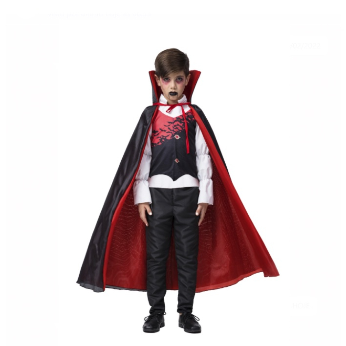 Fantasia Vampiro Halloween Drácula Infantil Máscara Brinde