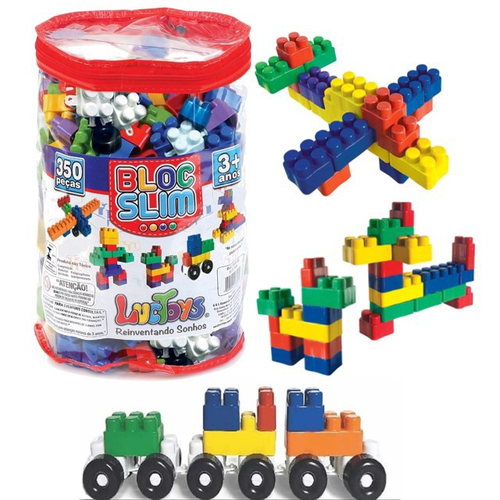 Brinquedo Blocos De Montar Educativo Bloc Slim 176 Peças