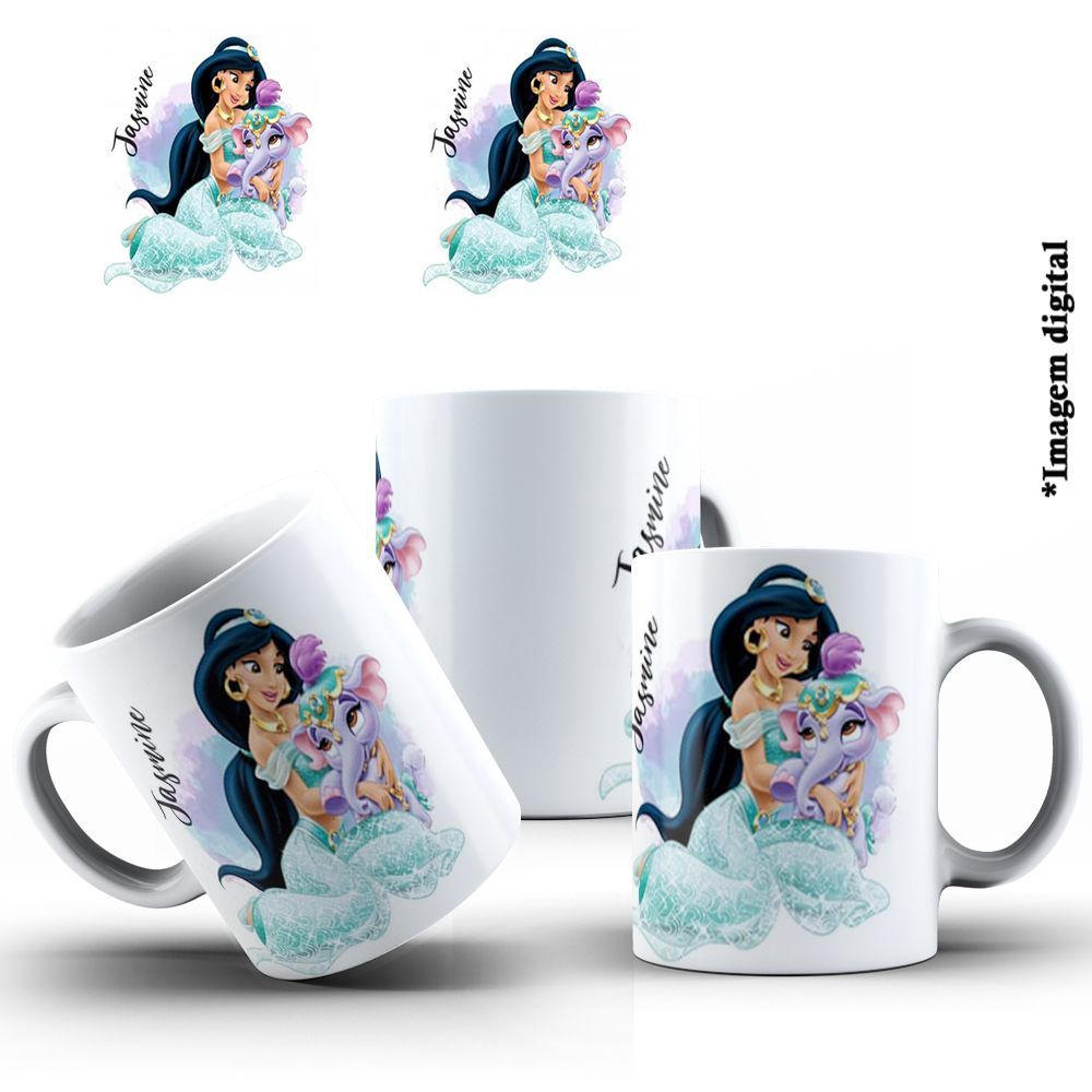 Caneca de Porcelana Personalizável c/ Nome Princesa Jasmine - 1