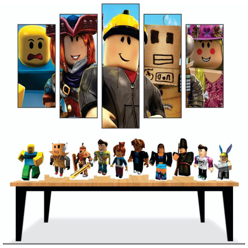 Kit Festa Roblox Só um bolinho Infantil 5 Quadrinhos Parede 10