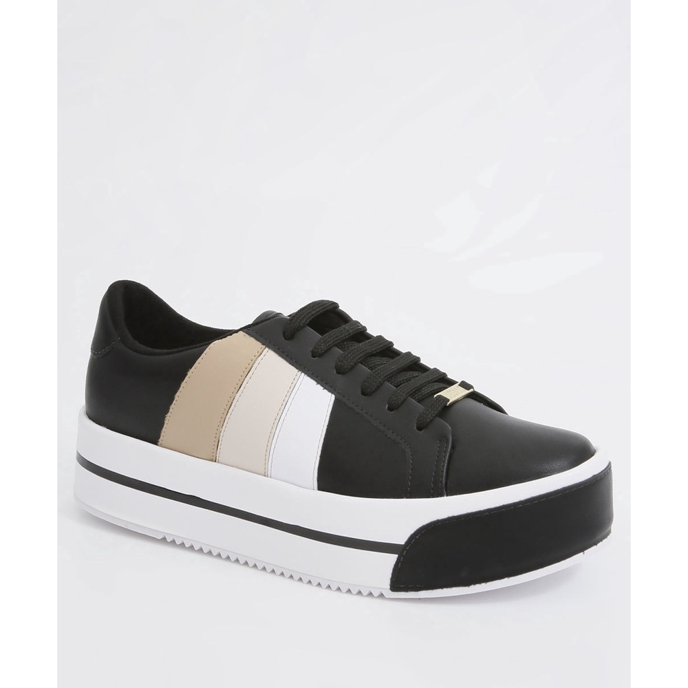 Tênis feminino flatform listras vizzano clearance