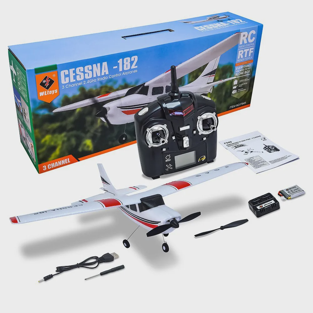 Avião De Controle Remoto Wltoys Cessna-182 F949 3 Canais-2.4ghz - Branco em  Promoção na Americanas