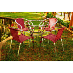 Conjunto de Mesa e Cadeiras Floripa em Alumínio para Área externa, Jardim, Edícula, Piscina - Cor: Vinho Dark Menor preço em Conjunto de Mesa e Cadeiras Floripa em Alumínio para Área externa, Jardim, Edícula, Piscina - Cor: Vinho Dark
