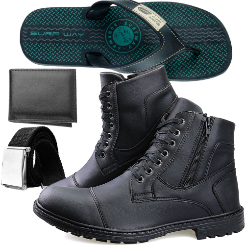 Kit com Bota Adventure + Chinelo + Carteira e Cinto