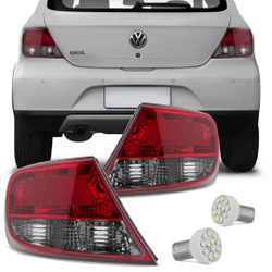 Par Lanterna Traseira Bicolor Fumê Gol G5 + Par Lâmpadas Traseira Luz Ré Super Branca 12 LEDs Menor preço em Par Lanterna Traseira Bicolor Fumê Gol G5 + Par Lâmpadas Traseira Luz Ré Super Branca 12 LEDs