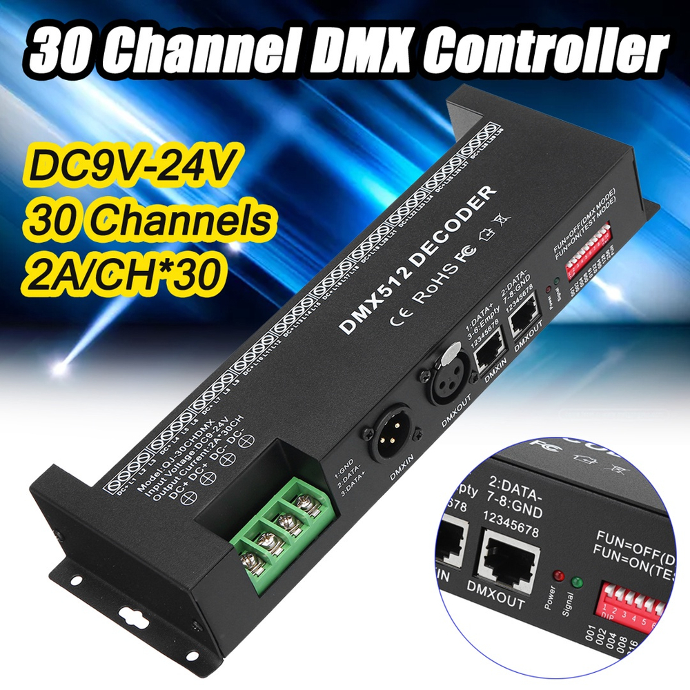 Canais Dmx Rgb Led Strip Pwm Controlador Decodificador Dimmer