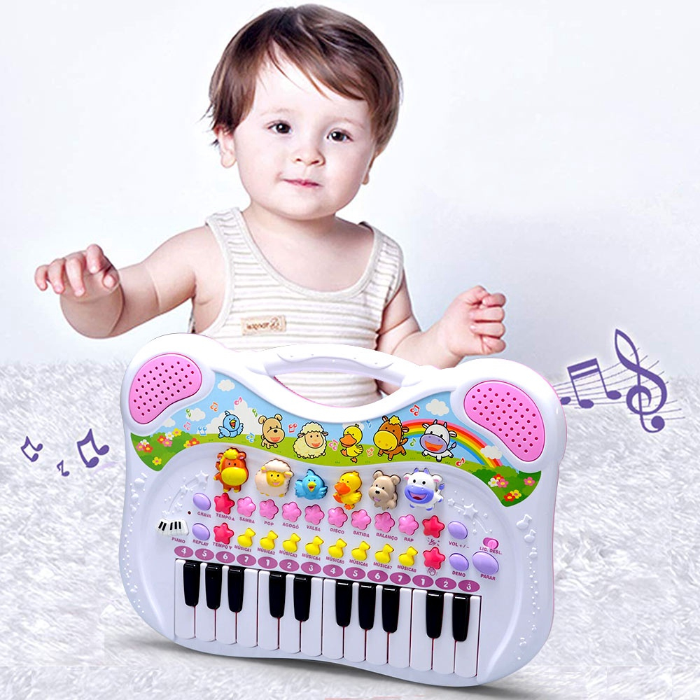 Piano Musical Infantil Animal Rosa - Braskit