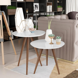 Conjunto de Mesa Lateral e Apoio Retrô Decore - Branco - rpm Móveis é boa?