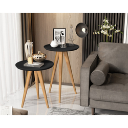 Conjunto 2 Mesas Retrô Pés Palito Lateral e Apoio paris - Preto - Comprar Móveis em Casa é boa?