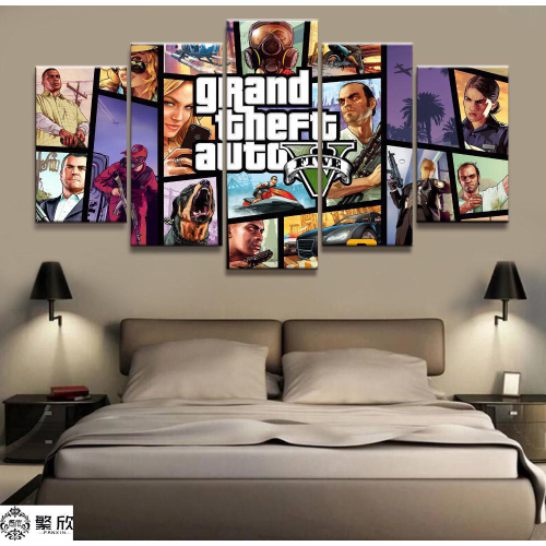 Quadro Decorativo A3 GTA V FIVE, GAMER, games, jogo