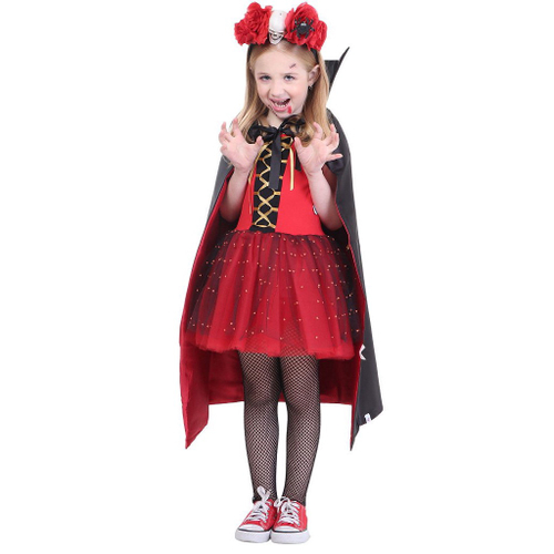 Fantasia Infantil Halloween Roupa Vampiro Drácula Com Capa