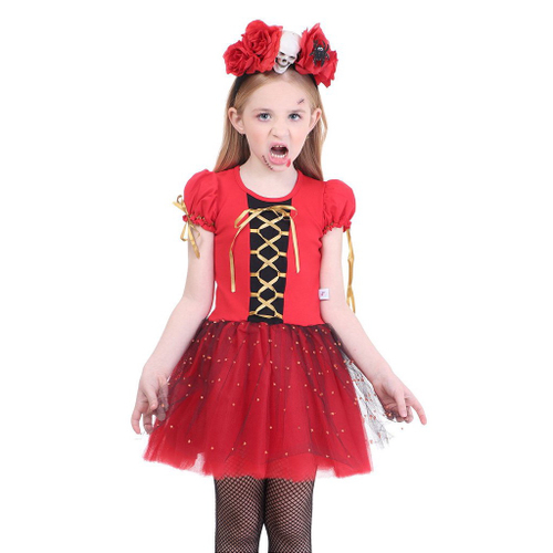 Fantasia Rainha Vampira Infantil Vestido C/ Capa Dupla-face